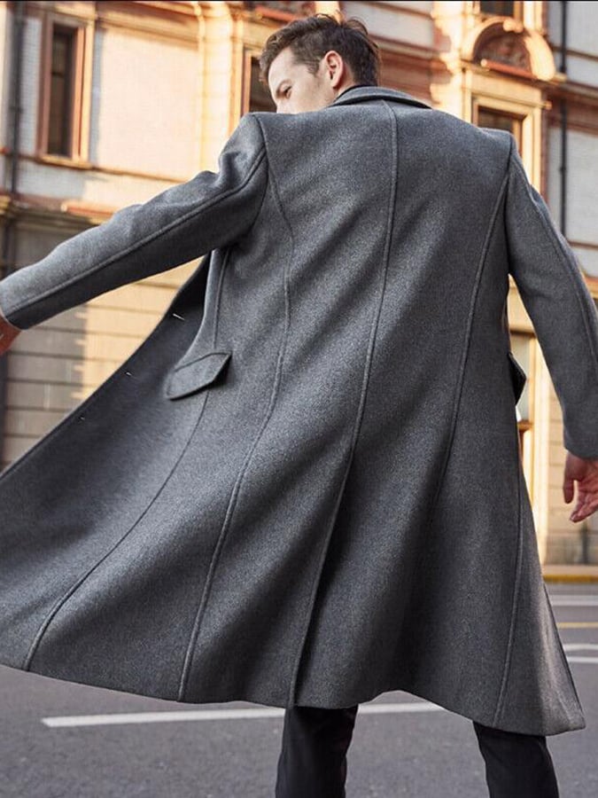 Men'S Commuter Button Design Wool Coat