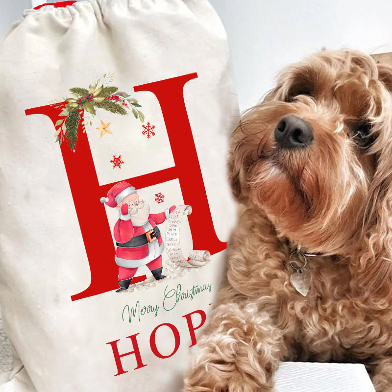 Personalized Name & Initial Christmas Gift Sack | KKDec03