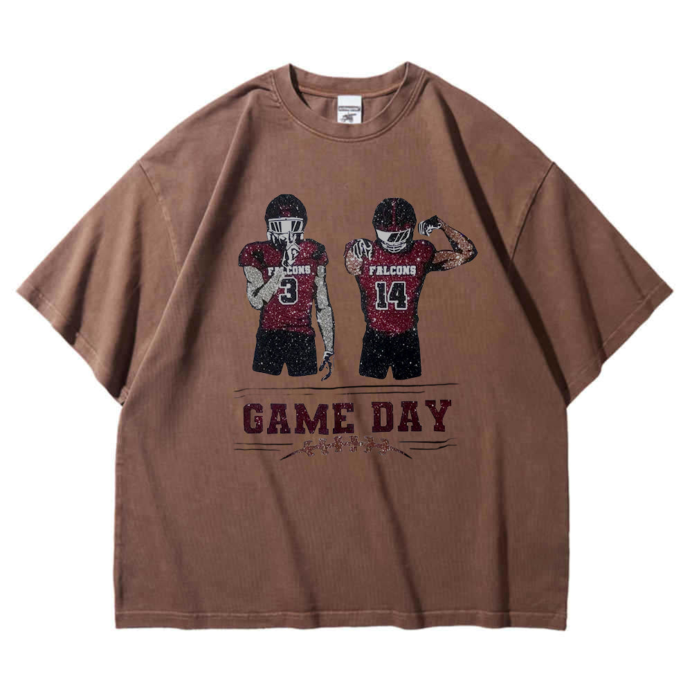 50% OFF🏈Shine On Game Day - Custom Glitter Football Player Crewneck Hoodie Tshirt