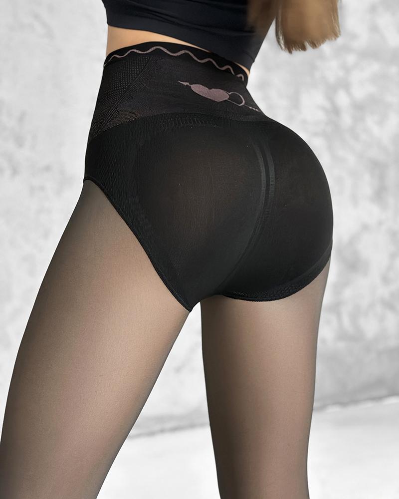 Transparent Butt Lifting Tight Fleece Lined Thick High Waist Elasticity Thermal Pantyhose Warm Leggings