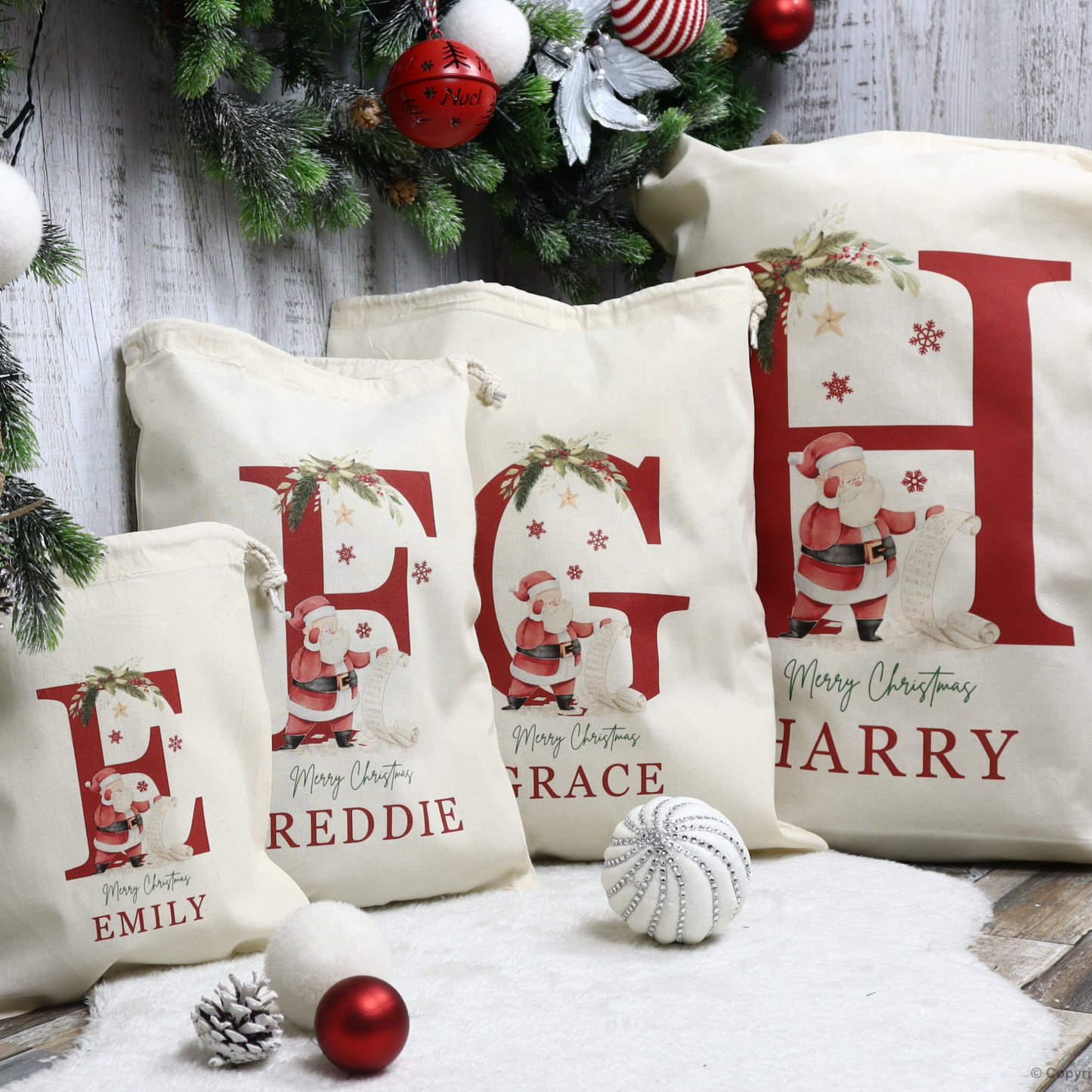 Personalized Name & Initial Christmas Gift Sack | KKDec03