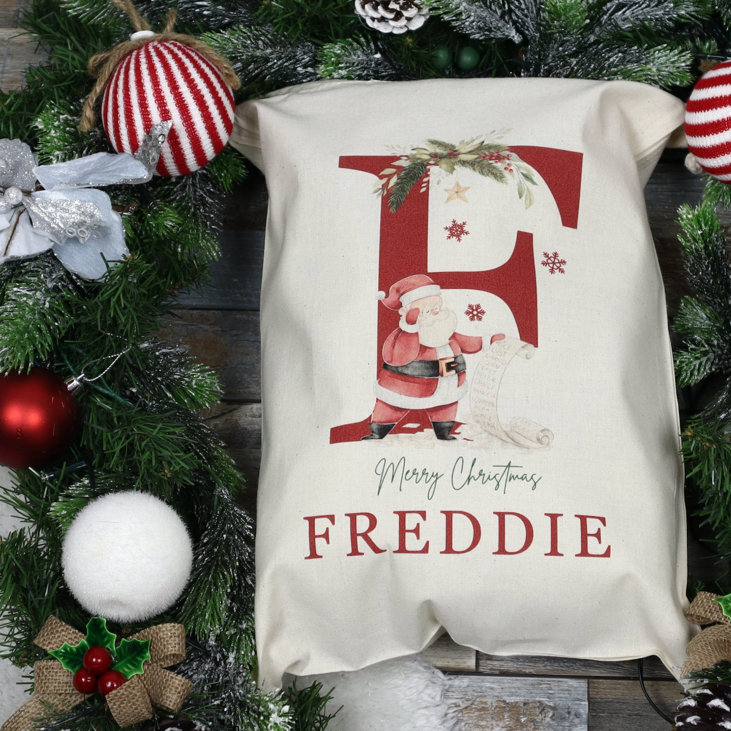 Personalized Name & Initial Christmas Gift Sack | KKDec03