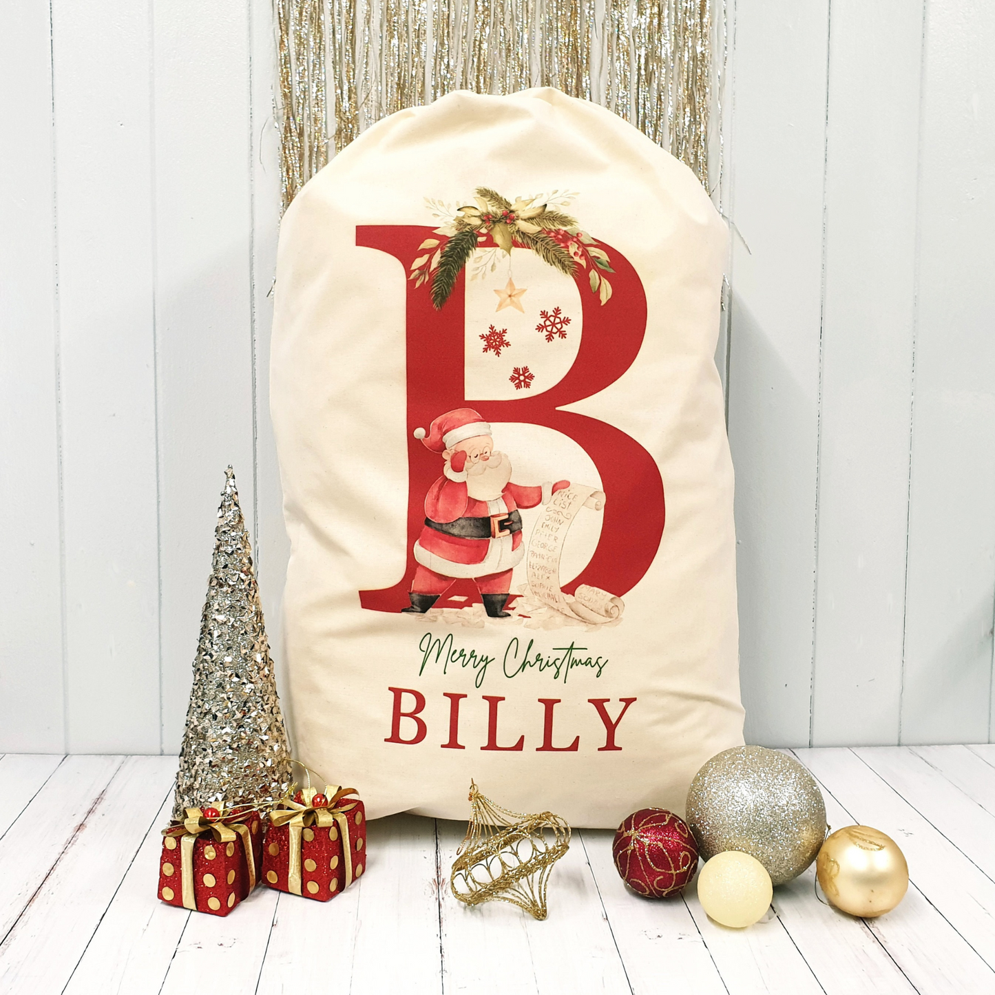 Personalized Name & Initial Christmas Gift Sack | KKDec03