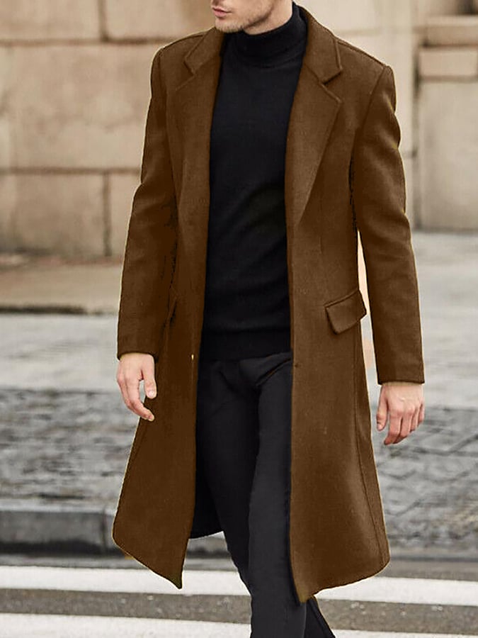 Men'S Commuter Button Design Wool Coat