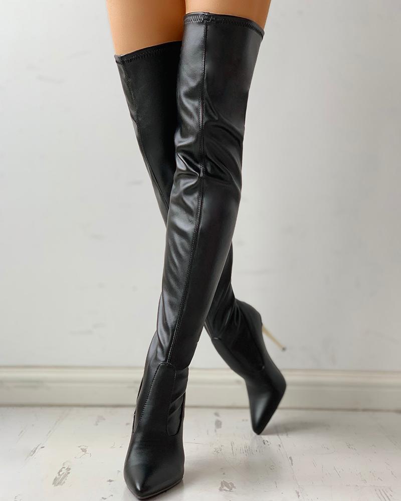 Zipper Knee-High Thin Heel Boots