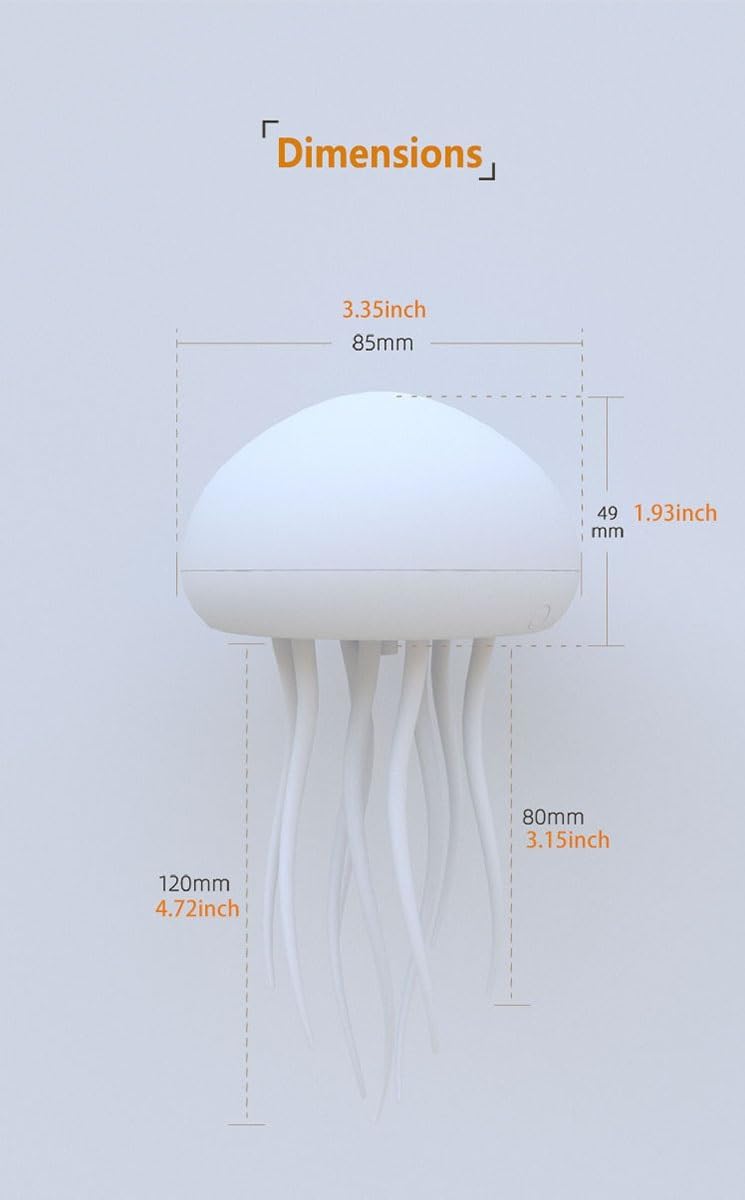 Jellyfel's Dancing Jellyfish Lamp, LED Cute Jellyfish Night Light，Floating Voice Control Jellyfish Lamp with Dancing Legs, RGB Gradient Jellyfish Bedside Lamp, The Jellyfel Lamp(Hanging+Base)