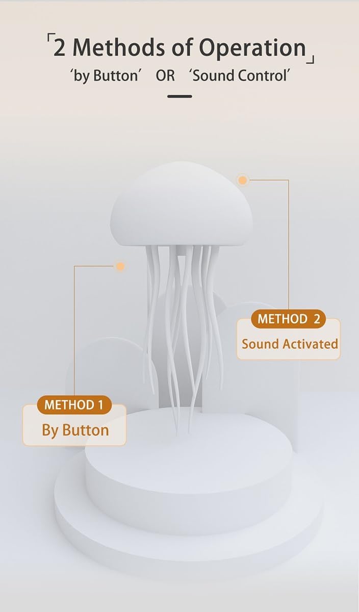 Jellyfel's Dancing Jellyfish Lamp, LED Cute Jellyfish Night Light，Floating Voice Control Jellyfish Lamp with Dancing Legs, RGB Gradient Jellyfish Bedside Lamp, The Jellyfel Lamp(Hanging+Base)