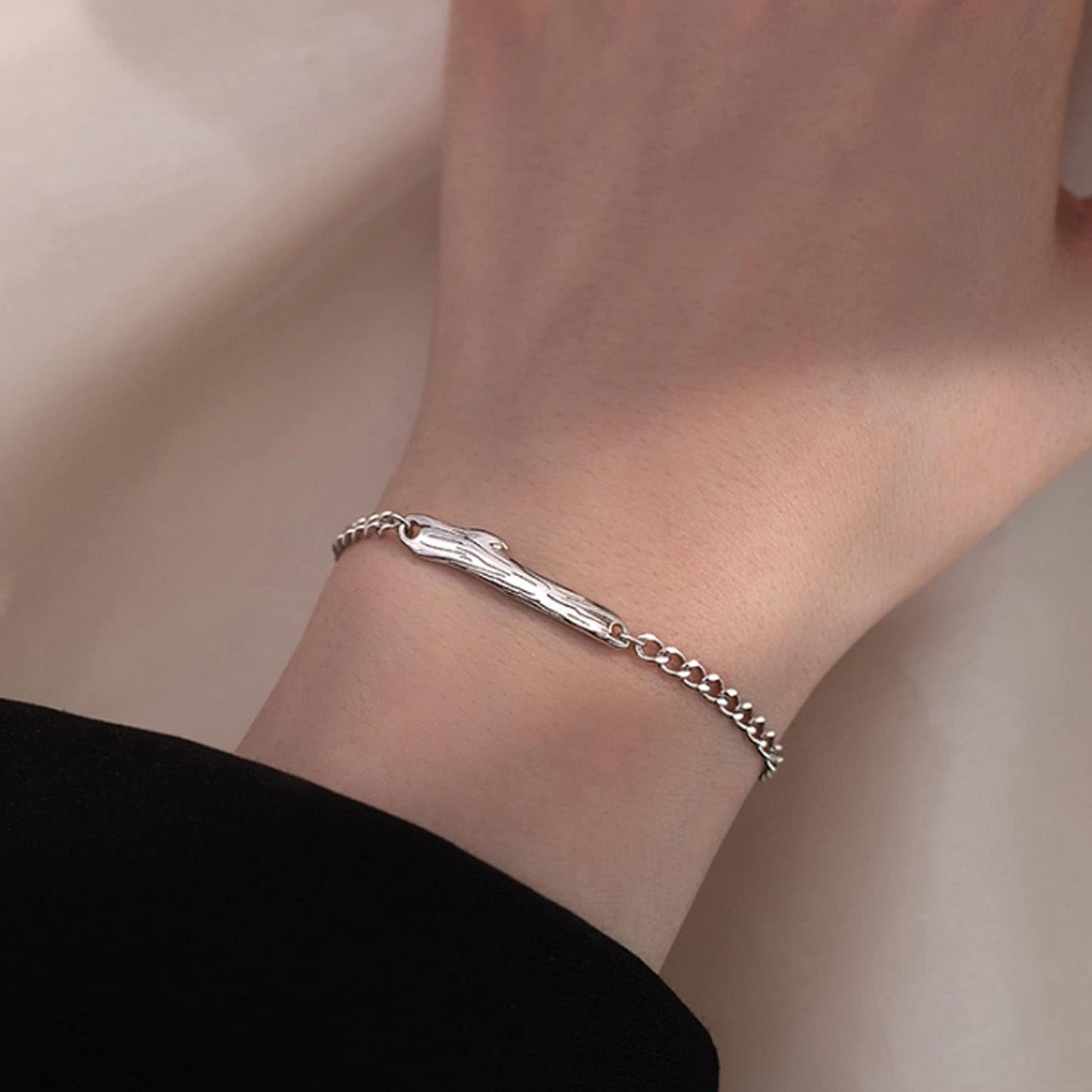 BAILEYU Bracciale Coppia Ramoscelli Catena d'Argento 925 Regolabile Lui e Lei Gioielli di Moda per Fidanzato Fidanzata Migliore Amica