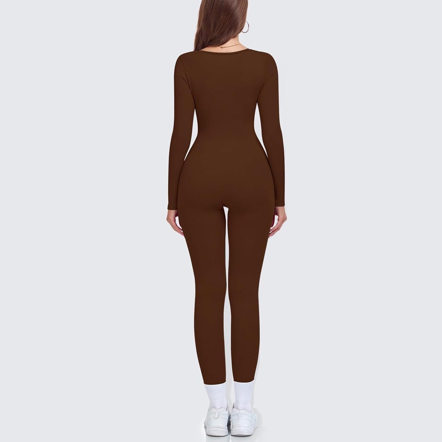 Nituyy Yoga One Piece Jumpsuit for Women Workout Long Sleeve Jumpsuits Bodycon Full Length Romper One-Piece Playsuit Bodysuit