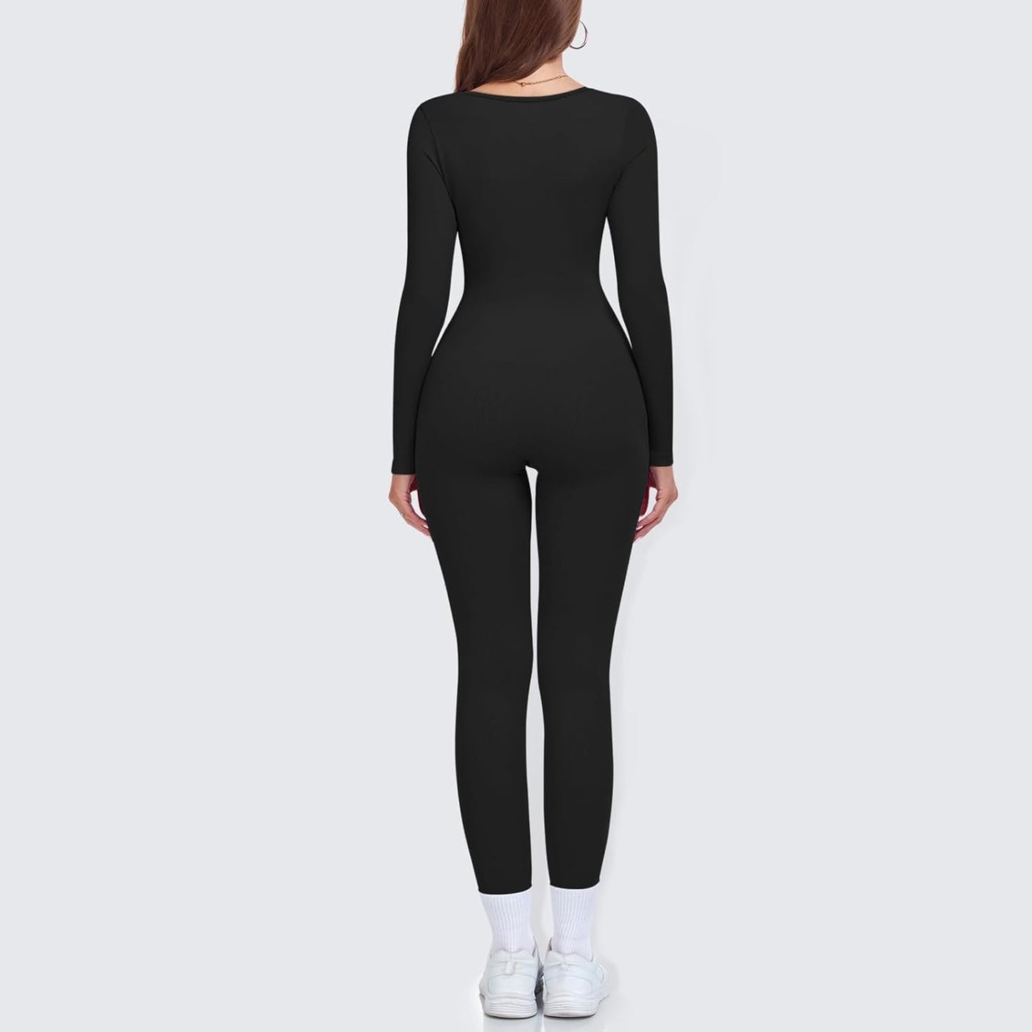 Nituyy Yoga One Piece Jumpsuit for Women Workout Long Sleeve Jumpsuits Bodycon Full Length Romper One-Piece Playsuit Bodysuit