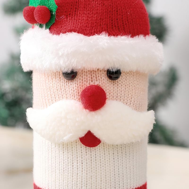 2Pack Christmas Wine Bottle Cover with Creative Knitted Santa Claus and Snowman,for Holiday Party Decoration and Table Decoration