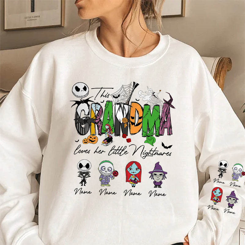 Personalized This Mama Loves Her Little Nightmares Sweatshirt, Mama Shirt With Kids Name, Spooky Season Halloween