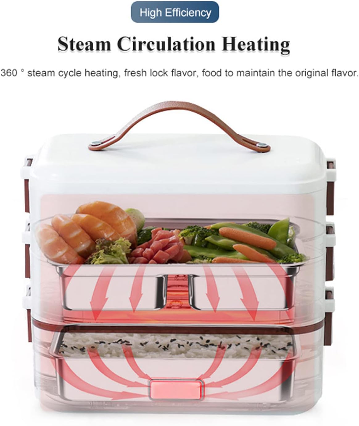 Electric Lunch Box - Portable Food Heater Mini Rice Cooking- Stainless Steel Warmer Lunch Box Office Worker And Home Portable Electric Lunch Box,Double Layer