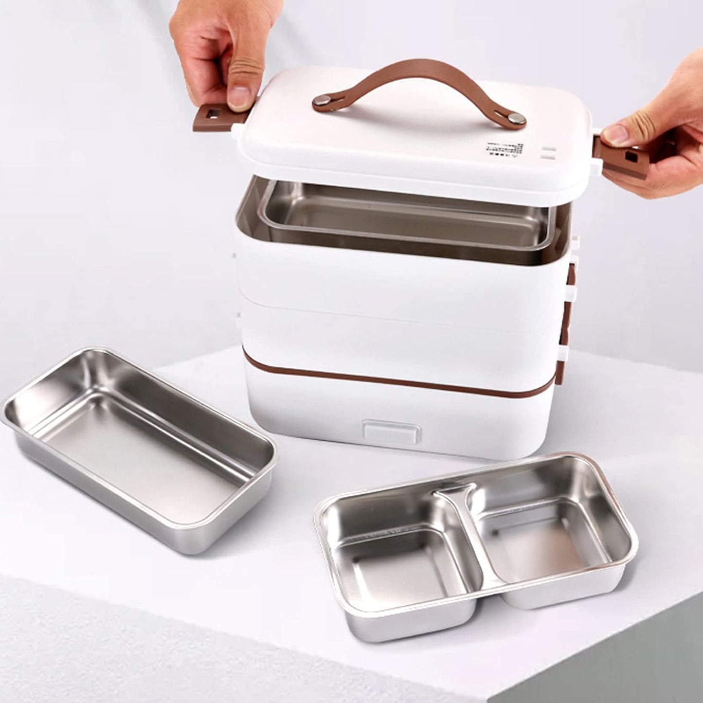 Electric Lunch Box - Portable Food Heater Mini Rice Cooking- Stainless Steel Warmer Lunch Box Office Worker And Home Portable Electric Lunch Box,Double Layer