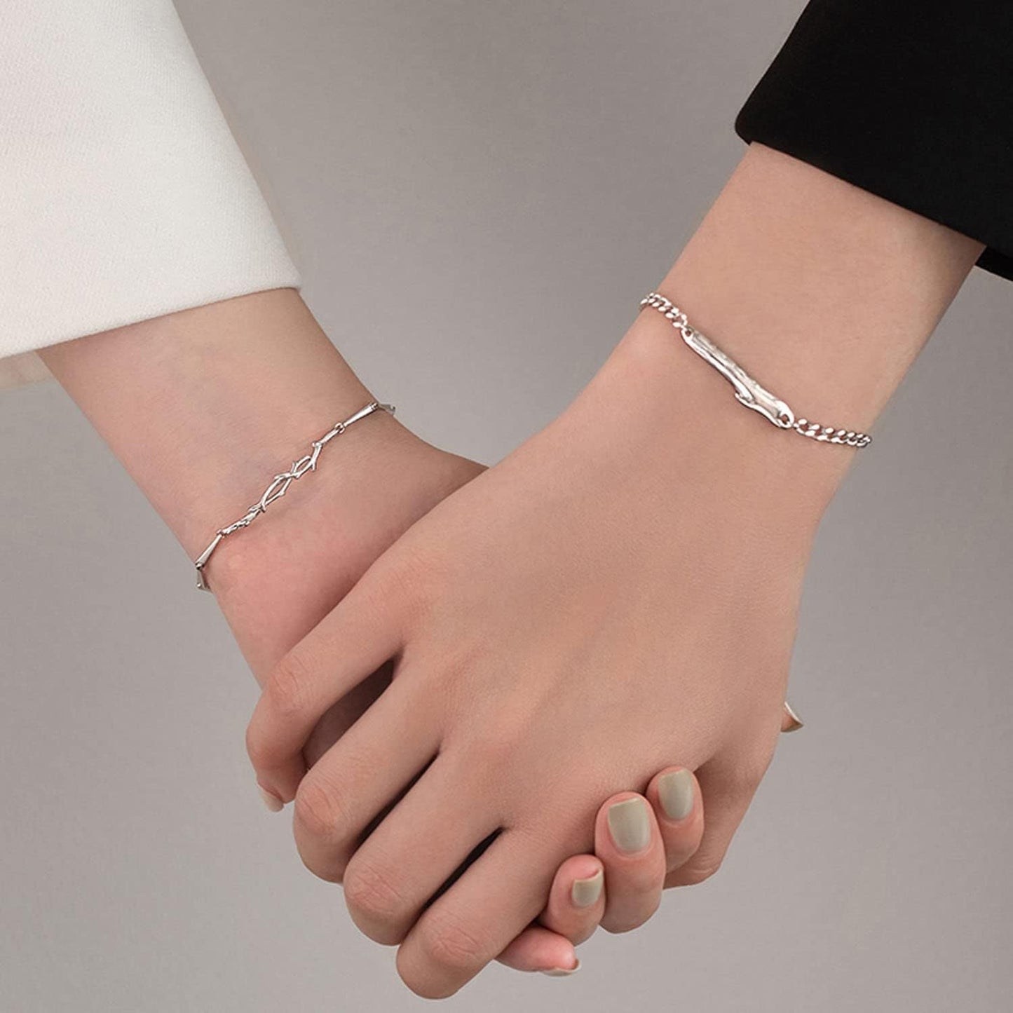 BAILEYU Bracciale Coppia Ramoscelli Catena d'Argento 925 Regolabile Lui e Lei Gioielli di Moda per Fidanzato Fidanzata Migliore Amica