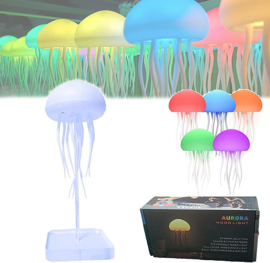 Jellyfel's Dancing Jellyfish Lamp, LED Cute Jellyfish Night Light，Floating Voice Control Jellyfish Lamp with Dancing Legs, RGB Gradient Jellyfish Bedside Lamp, The Jellyfel Lamp(Hanging+Base)