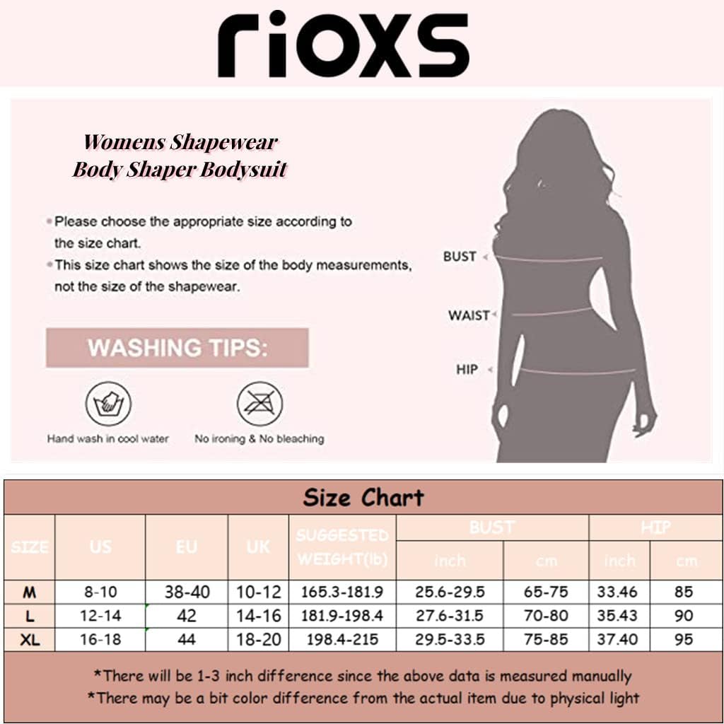 RIOXS Women's 3 Pack Bodysuit Shapewear Tummy Control Sleeveless V-Neck Camisole Slimming Jumpsuit Butt Lifting Bodysuit (Black+Beige+Coffee, XL)