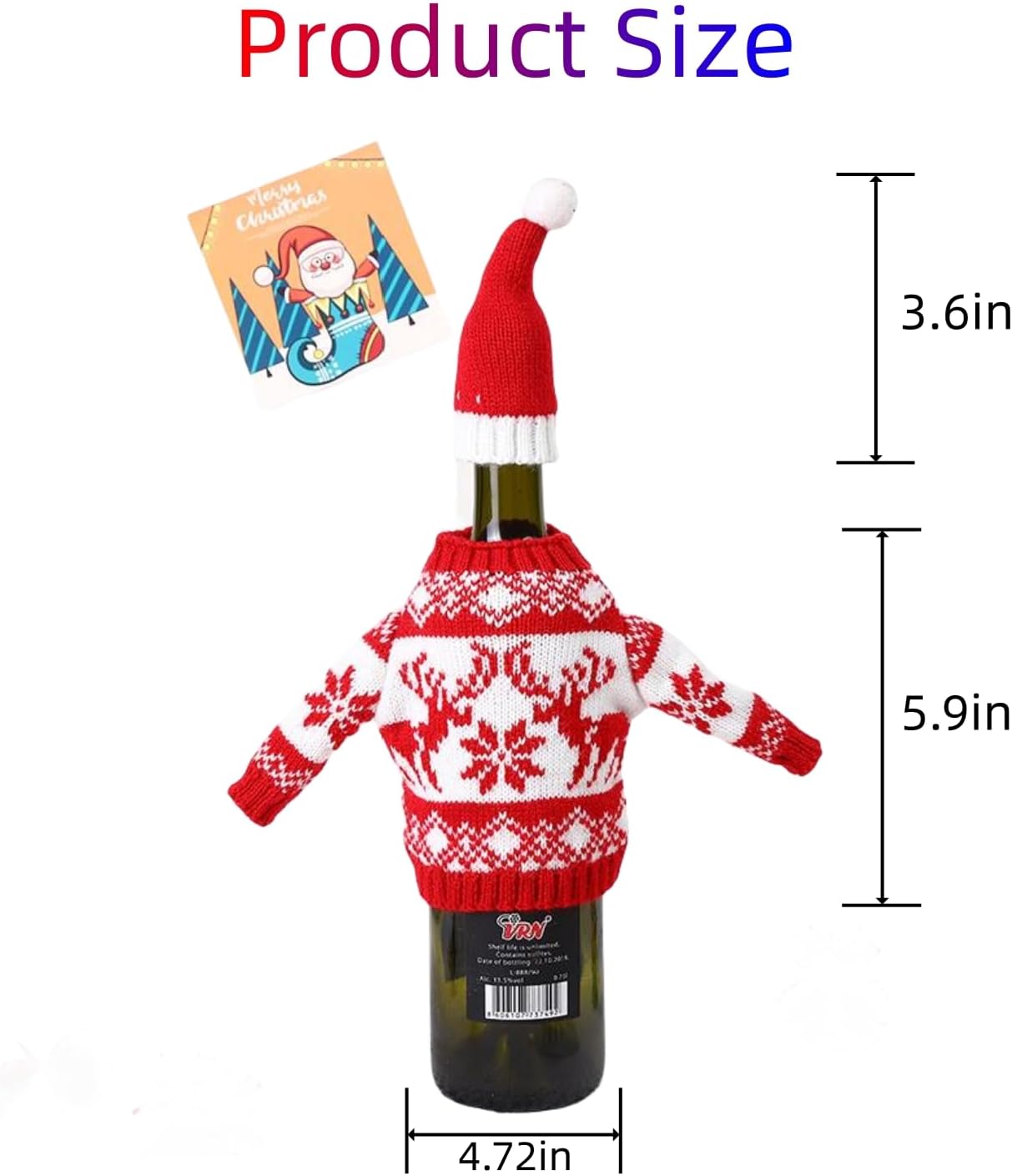 2Pack Christmas Wine Bottle Cover with Creative Knitted Santa Claus and Snowman,for Holiday Party Decoration and Table Decoration