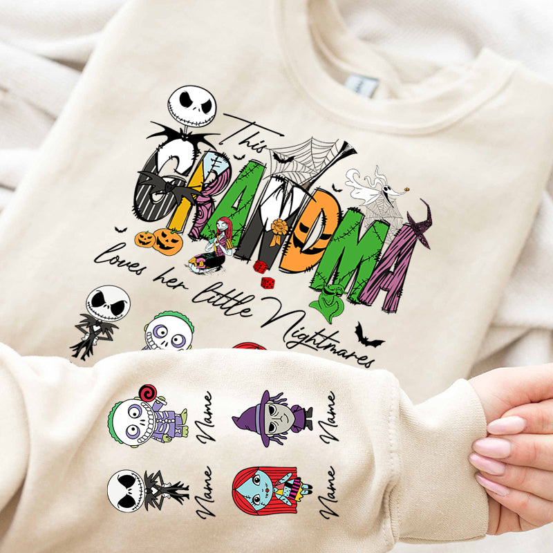 Personalized This Mama Loves Her Little Nightmares Sweatshirt, Mama Shirt With Kids Name, Spooky Season Halloween