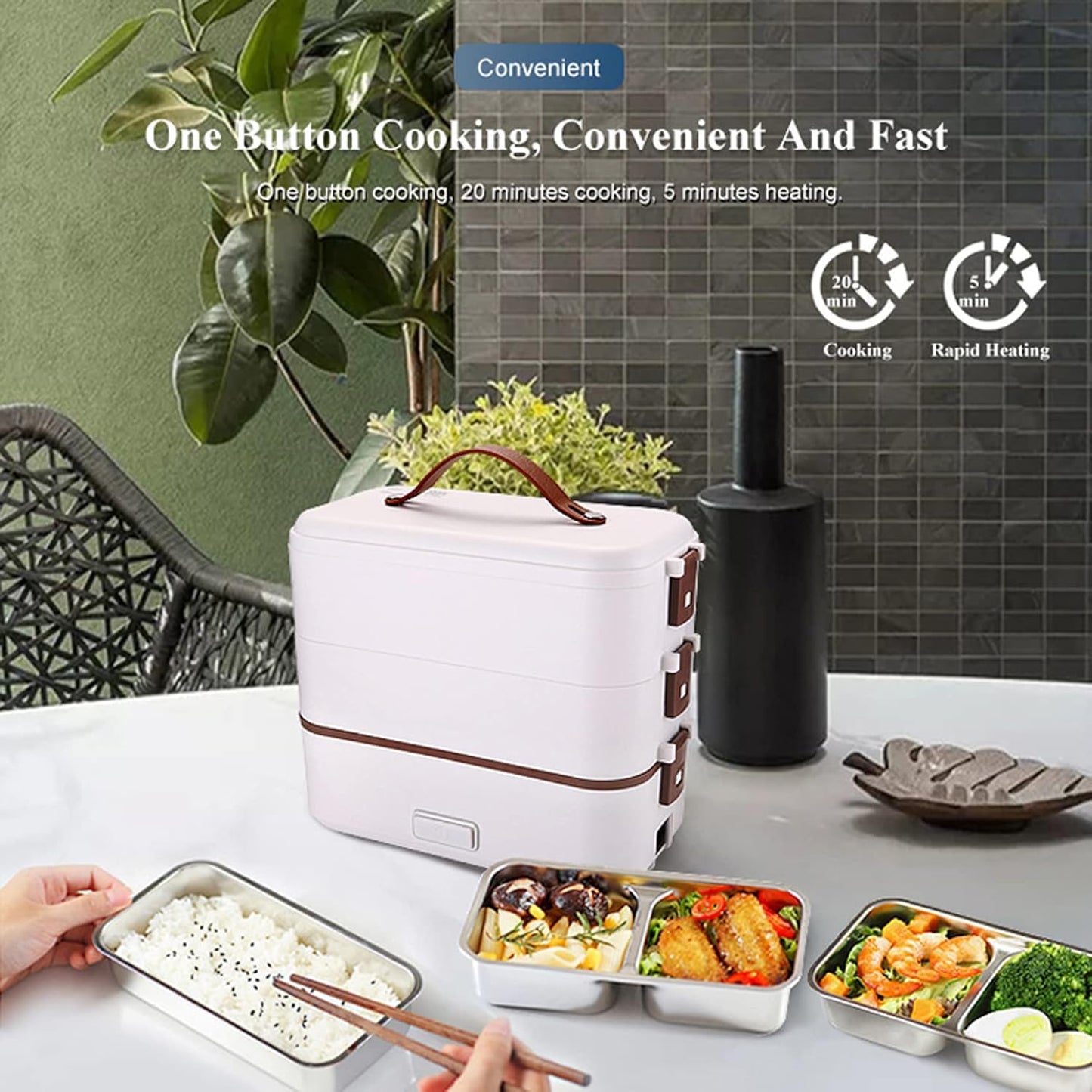 Electric Lunch Box - Portable Food Heater Mini Rice Cooking- Stainless Steel Warmer Lunch Box Office Worker And Home Portable Electric Lunch Box,Double Layer