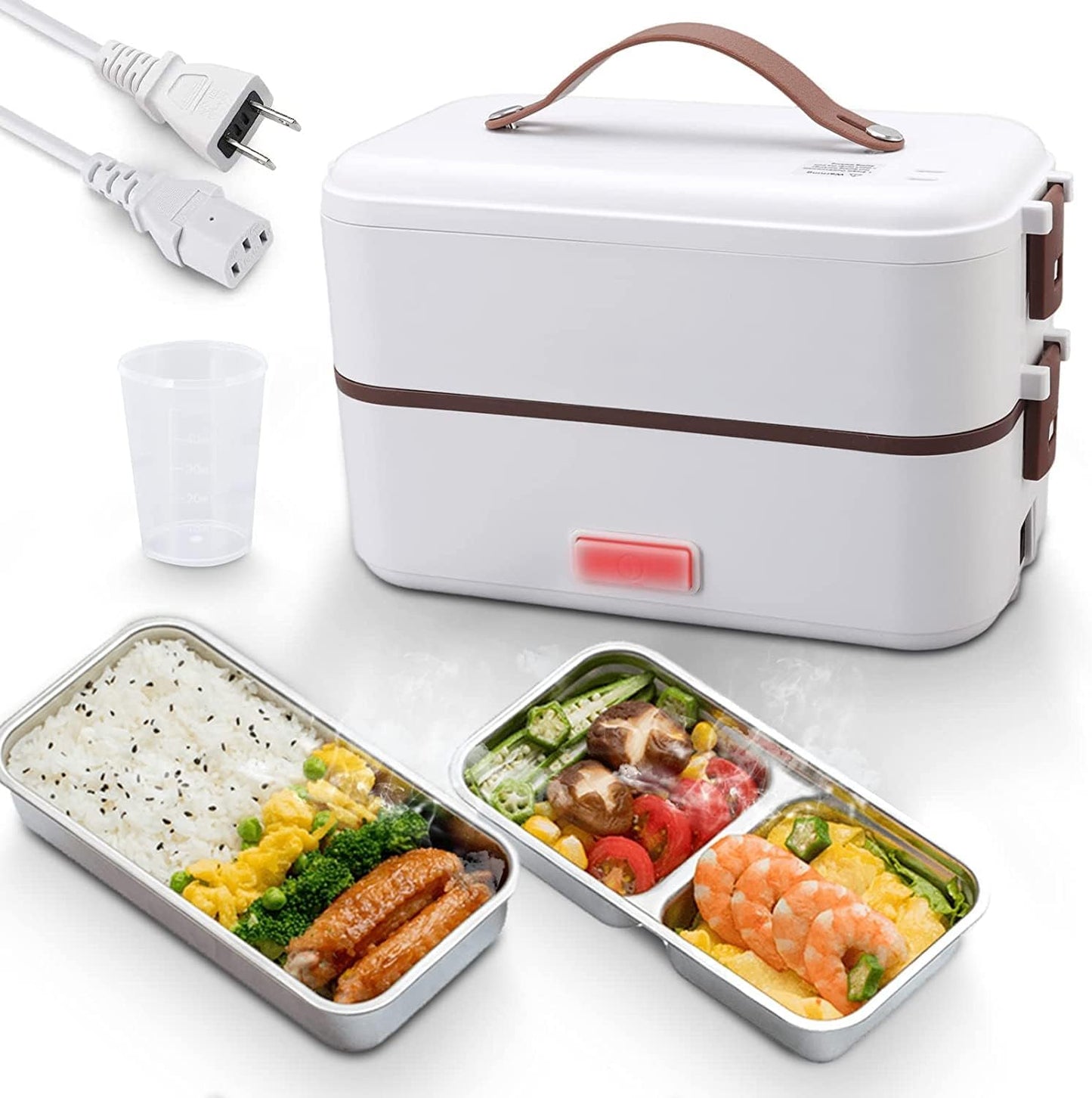 Electric Lunch Box, Portable Food Warmer for Home Office School, 2 Layers Steamer Lunch Box 20 Minutes Rapid Heating with Removable Stainless Steel Container, Auto Off(0.8L/110V)