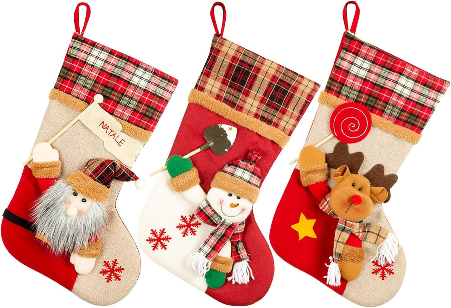 Christmas Hanging Decoration Bag Large Stereo Christmas Stocking Gift Bag Candy Bag Christmas Day Decoration Scene Decoration (B, One Size)