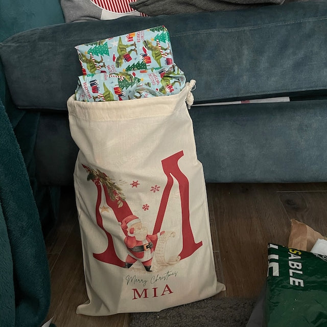 Personalized Name & Initial Christmas Gift Sack | KKDec03