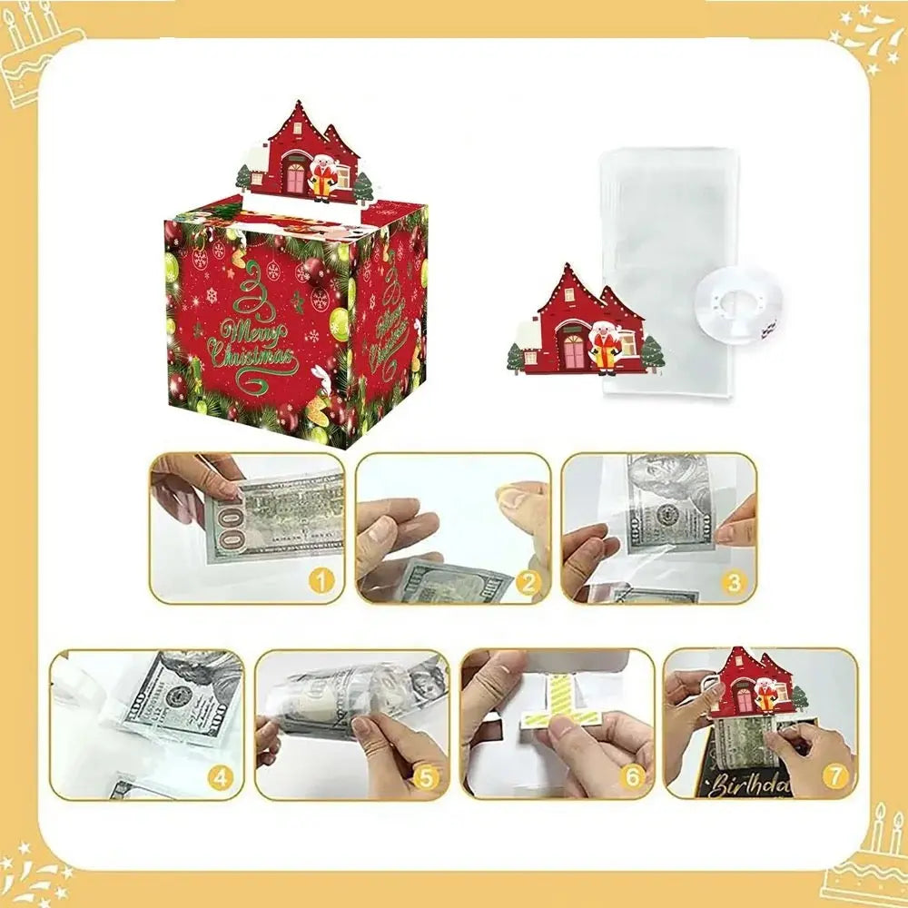 Christmas celebration pop up pull out money 3D card