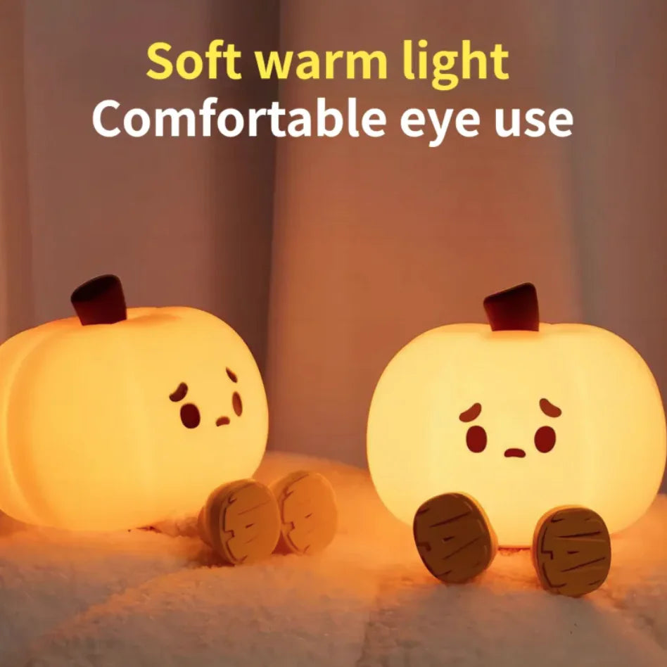 Adorable Silicone Halloween Pumpkin Night Light - Soft Glow for Kids & Adults