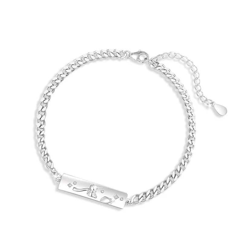 Valentine's Day Bracelet Little Prince and Roses 925 Sterling Silver Couple Bracelet Light Luxury  Bracelet for Men and Women