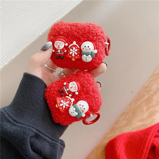 Earphone Cover Plush Case Cover Christmas Theme Christmas Shape Cover Protector Shell Compatible for Air  Pods Earphone