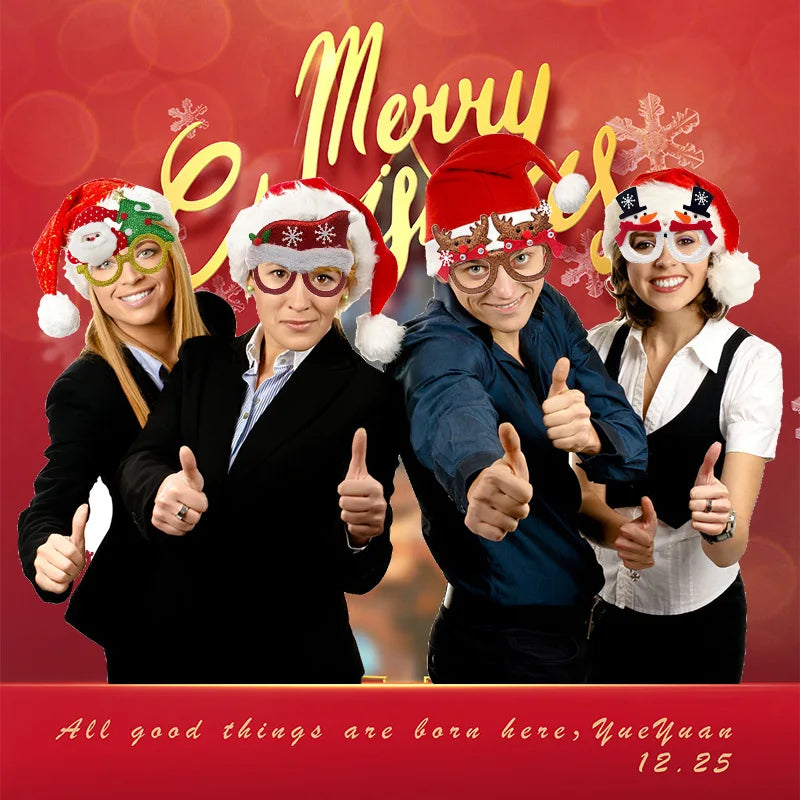 New Christmas Headband Frames Glasses Santa Claus Glasses For Halloween Valentine's Day Christmas Party Decorations