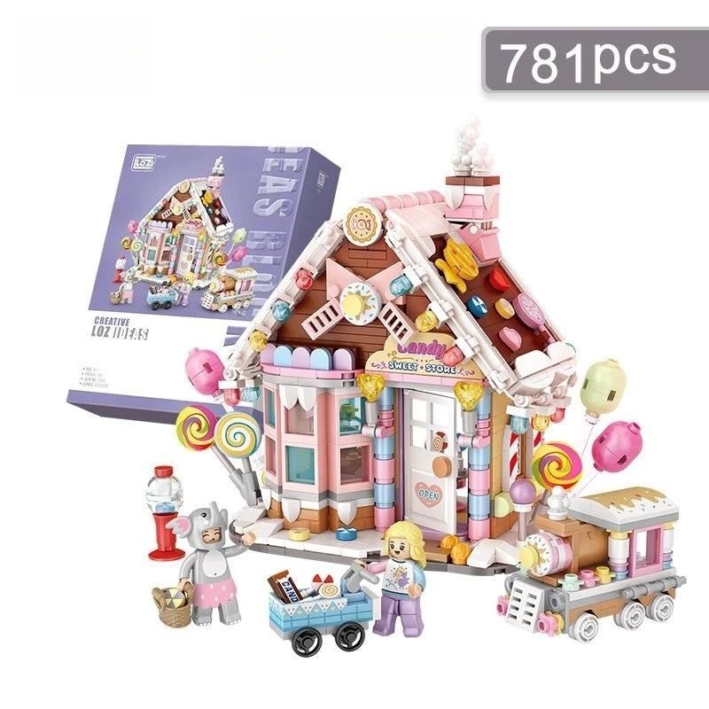 LOZ DIY mini building block Christmas house plastic building brick toys