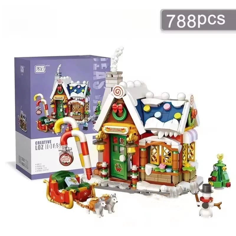 LOZ DIY mini building block Christmas house plastic building brick toys