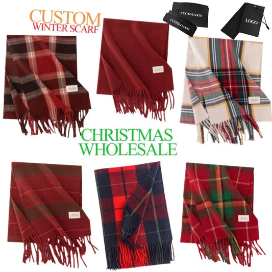 Custom Check Scarves Tassel Long Shawls Winter Imitation Cashmere Scarf Other Scarves for Men