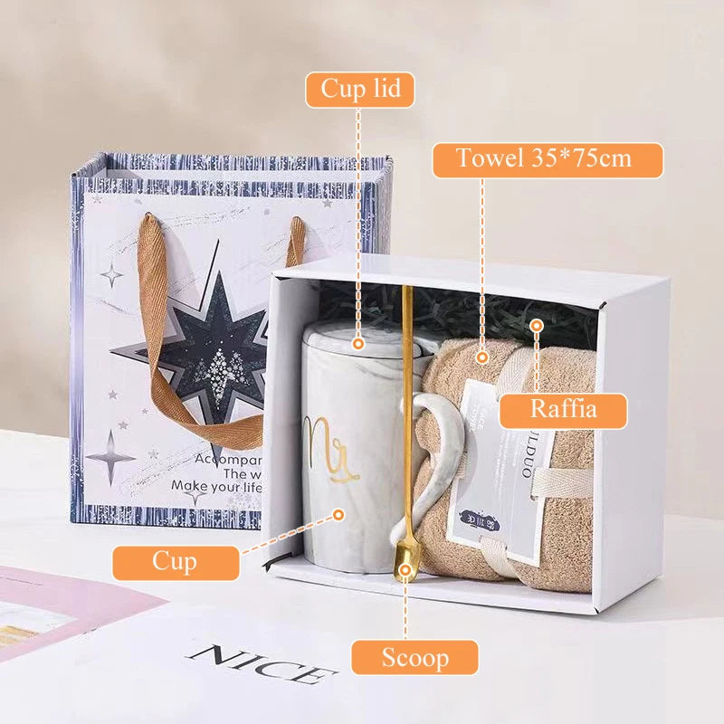 Gift Set Best-selling fashion boutique luxury level creative large towel ceramic cup Thanksgiving/ Mother's Day Box Set Gift