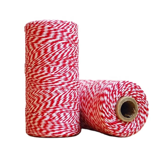 OKAY Small Order Accept 2 MM  Red and White Cotton Twine, multi colored cotton twine