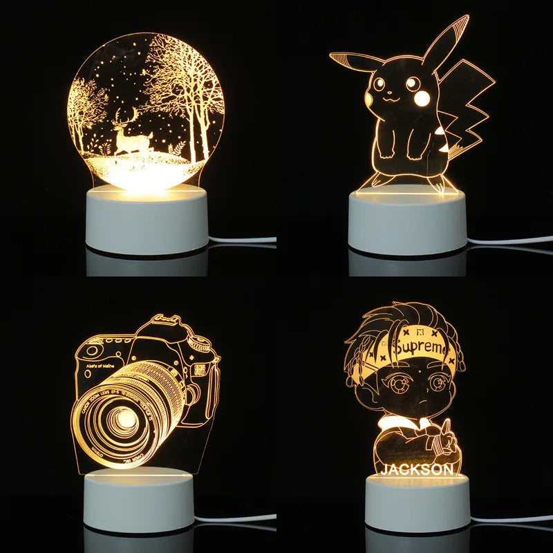 3d Illusion Lamp Led Custom Room Decorative Children Usb Battery Acrylic 3d Led Night Light Table Lamp 3d Lights For Kids Gift