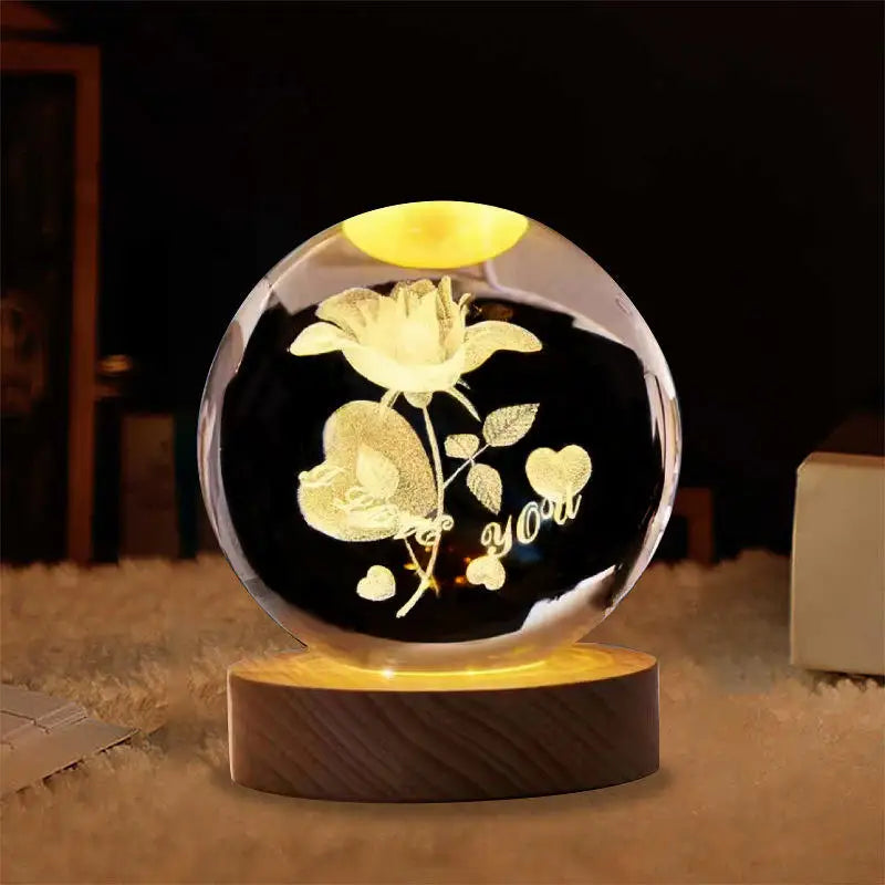 Hot sell Wholesale 3d Art Crystal Ball Night Lamp Luminous Crystal Ball Decoration Solar System Led Night Lights Desktop Decor