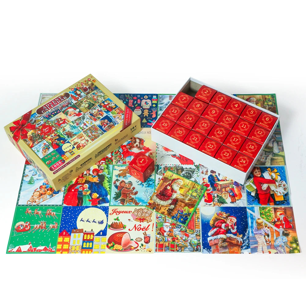 Advent calendar packaging 1008pcs cardboard jigsaw puzzle toys for adults for christmas