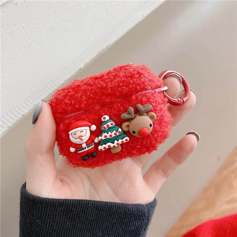 Earphone Cover Plush Case Cover Christmas Theme Christmas Shape Cover Protector Shell Compatible for Air  Pods Earphone