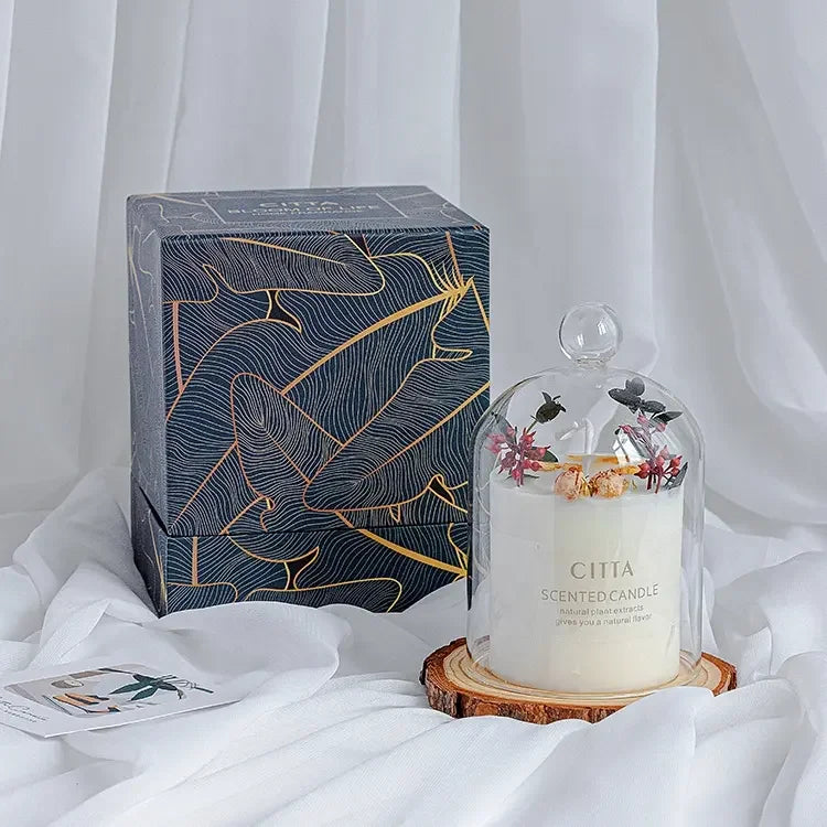 wholesale luxury candle gift set soy wax custom logo essentiol oil fragrance aroma dry flower scented candles set