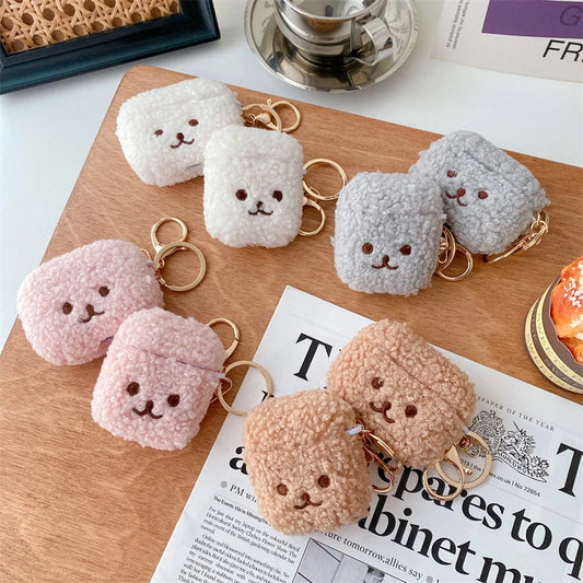 Cute Fluffy Bear Earphone Case For Apple Airpods 3 2 1 Cover Lovely Headphones Fur Cases For Airpods Pro Cartoon Charging Box