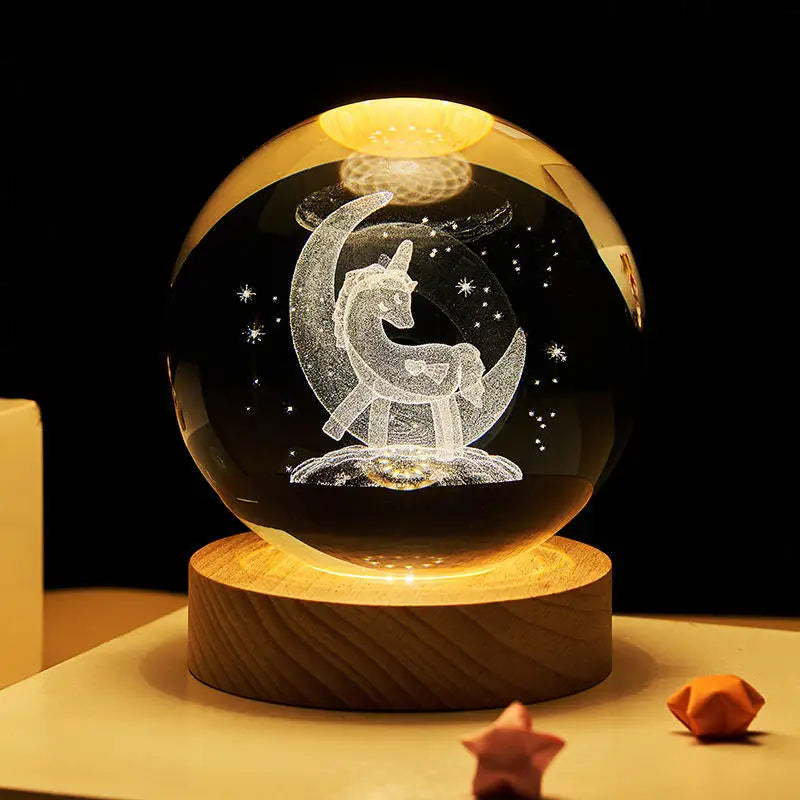 Hot sell Wholesale 3d Art Crystal Ball Night Lamp Luminous Crystal Ball Decoration Solar System Led Night Lights Desktop Decor