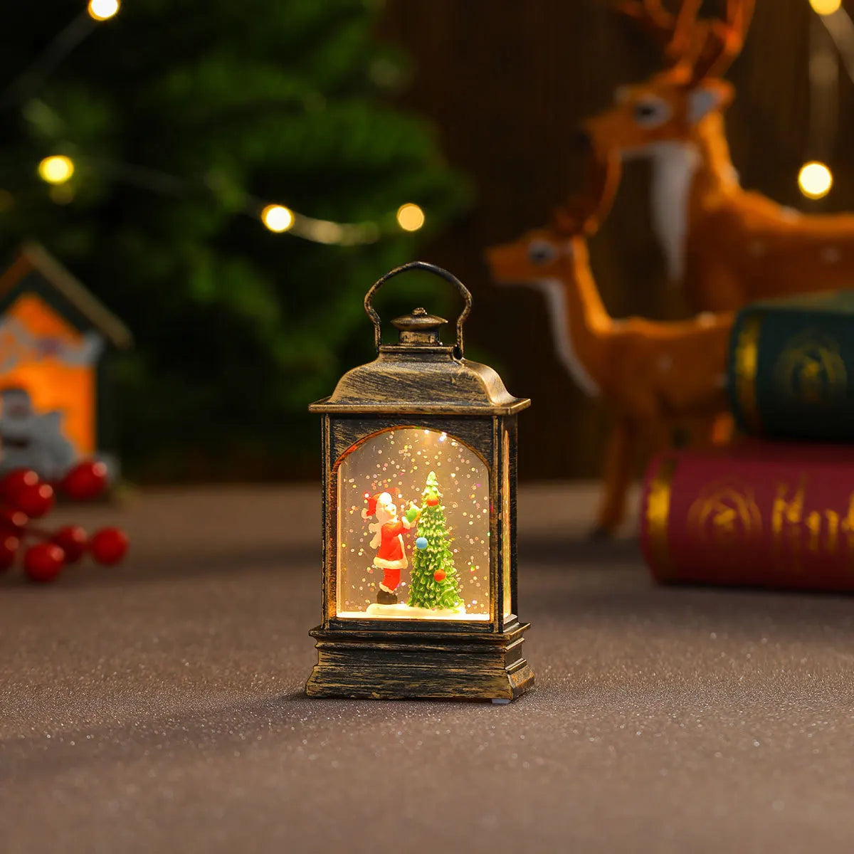 Hadiah natal manusia salju Elk Santa Claus ornamen kecil lampu Natal persediaan dekorasi Natal lampu malam