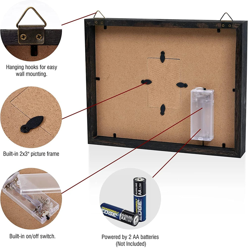 New Design Photo Frame with LED Light Shadow Box for Home Decor and Christmas Decor Frame