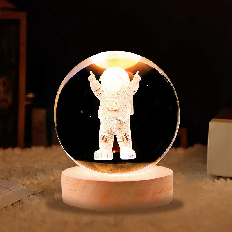 Hot sell Wholesale 3d Art Crystal Ball Night Lamp Luminous Crystal Ball Decoration Solar System Led Night Lights Desktop Decor