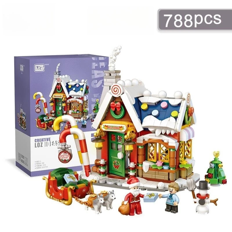 LOZ DIY mini building block Christmas house plastic building brick toys