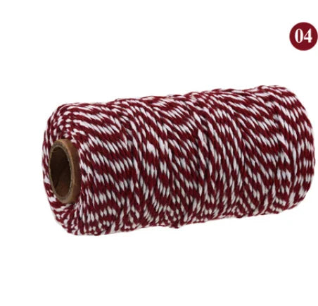 OKAY Small Order Accept 2 MM  Red and White Cotton Twine, multi colored cotton twine