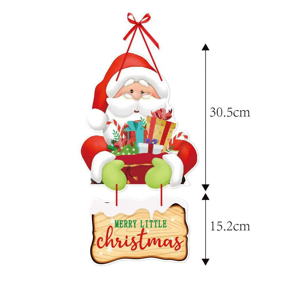 2024 Christmas Decorations Santa Claus Snowman Cartoon Door Hanging Couplets Christmas Paper Door Hanger